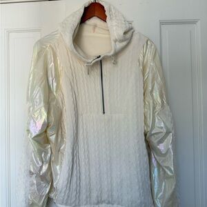 Free People movement Cream Knit Jacket with Iridescent Sleeves